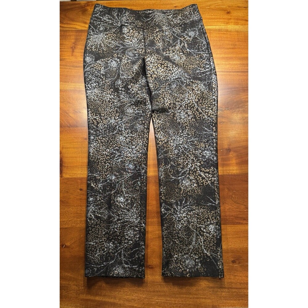 Soft Surroundings Mixte Pants L Large Metallic Gold Silver Leopard Print